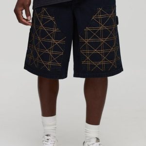Regular Fit Carpenter Contrast Stitch Denim Jorts