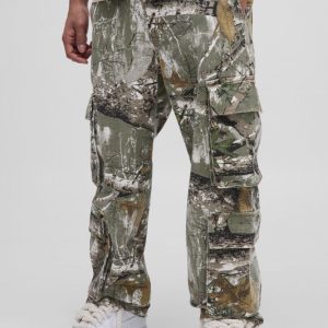 Relaxed Forest Camo Multi Pocket Cargo Pants