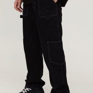 Relaxed Acid Wash Twill Cargo Pants