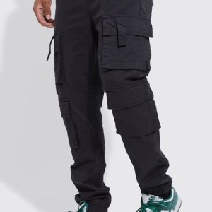 Elasticated Waist Multi Cargo Pocket Slim Fit Sweatpants