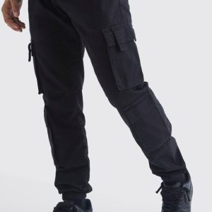 Elasticated Waist Multi Cargo Pocket Slim Fit Sweatpants