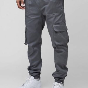 Skinny Fit Elasticated Waist Cuffed Cargo Pants