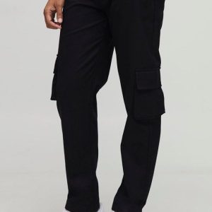Straight Fit Fixed Waist Cargo Trousers