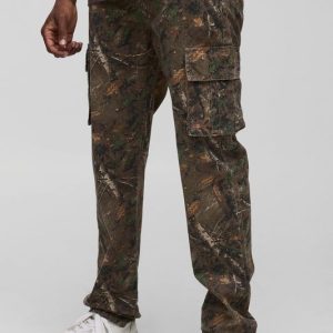 Tall Forest Washed Camo Slim Stacked Multi Cargo Pants