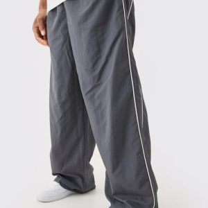 Elasticated Waist  Side Stripe Parachute Pants