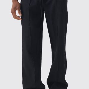 Elasticated Waist Relaxed Fit Pleated Pants