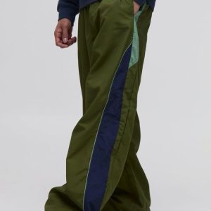 Elasticated Waist Parachute Side Stripe Pants