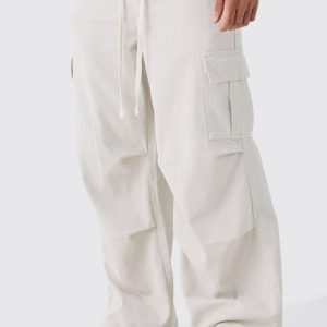 Extreme Baggy Fit Cargo Pants In Ecru