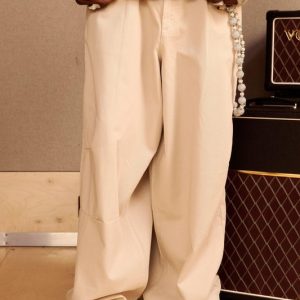 Balloon Fit Pleat Front Washed Twill Trousers