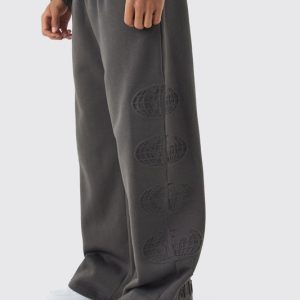 Wide Leg Deboss Worldwide Sweatpants