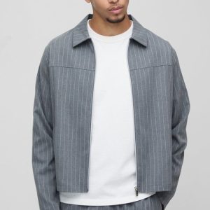 Regular Fit Stripe Harrington Jacket