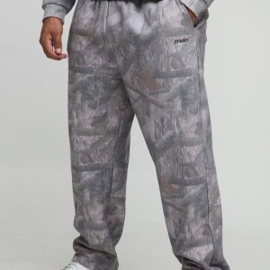 Plus Washed Camo Embroidered Oversized Joggers