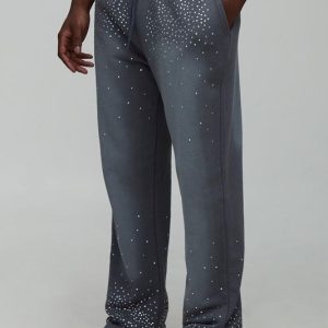 Baggy Fit Washed Rhinestone Joggers