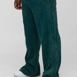 Plus Relaxed Split Hem Washed Raw Edge Sweatpants