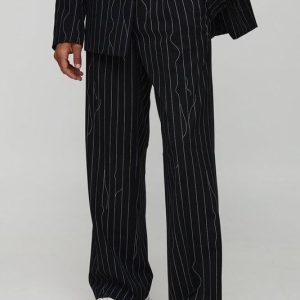 Wide Leg Warped Pinstripe Trouser