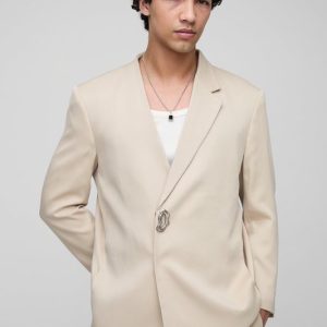 Straight Fit Asymmetrical Detail Suit Blazer
