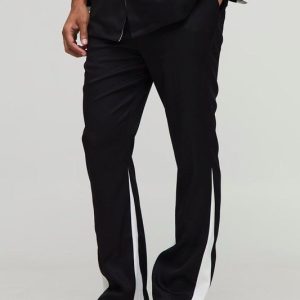 Slim Flare Contrast Panel Suit Pants