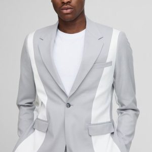 Slim Fit Contrast Panel Blazer