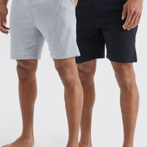 2 Pack Man Loungewear Shorts in Grey & Black