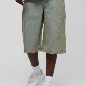 Longline Antique Wash Denim Jorts