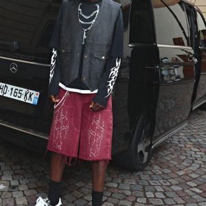 Regular Fit Embellished Tinted Tribal Carpenter Jorts