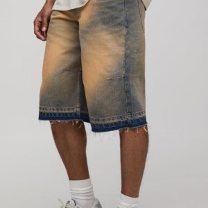 Longline Extreme Washed Denim Jorts