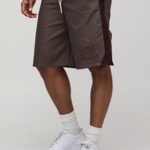 Elasticated Waist Relaxed Fit Long Length Embroidery Bermuda Shorts