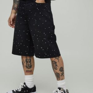 All Over Rhinestone Overdye Jorts