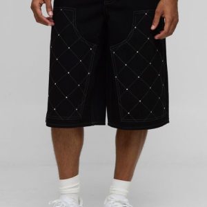 Embellished Carpenter Rigid Denim Longline Jorts