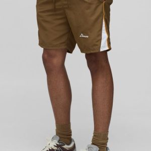 Elasticated Relaxed Fit Crinkle Colourblock Short