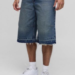 Longline Vintage Washed Denim Jorts