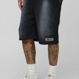 Tall Loose Fit Spray Wash Print Jersey Shorts