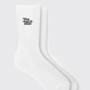 Slogan Embroidered Sport Sock