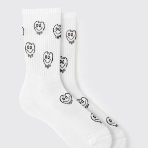 Trippy Face Graphic Sport Sock
