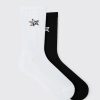 2 Pack M Star Embroidered Sport Socks