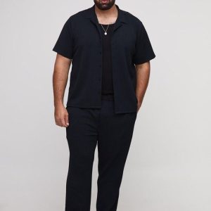 Plus Herringbone Jersey Regular Shirt and Tapered Trouser Set
