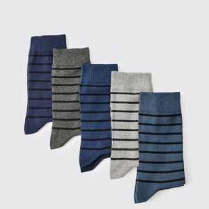 5 Pack Tonal Stripe Sports Socks
