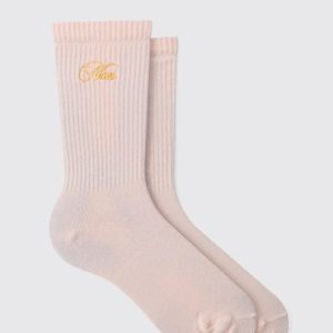 Pink MAN Embroidered Ribbed Sport Sock