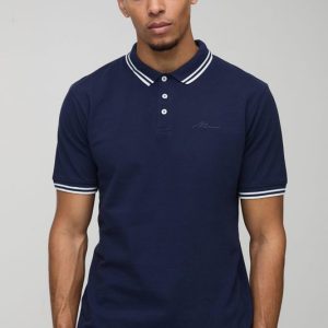 Slim Fit Man Signature Tipped Pique Polo