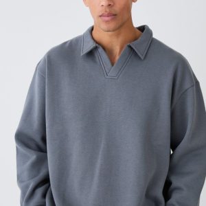 Oversized Revere Rugby Sweatshirt Polo