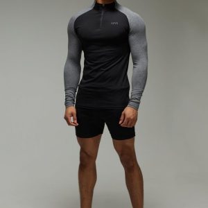 Man Active Performance Marl Muscle Fit 1/4 Zip & Short Set