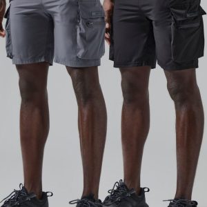 Man Active Lightweight 2 Pack 5inch Cargo Shorts