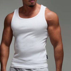 Man Active Workout Muscle Fit Ribbed Vest