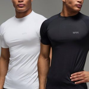Man Active Muscle Fit Raglan Performance T-shirt 2 Pack