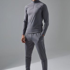 Man Active Workout 1/4 Zip Muscle Fit Tracksuit