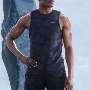 Man Active Camo Racer Performance Regular Fit Tank