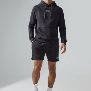 Man Active Workout Training Hoodie & Short Set