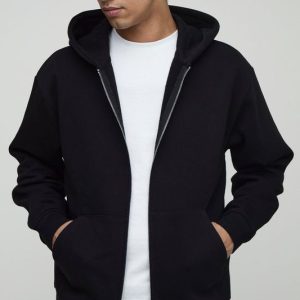 Basic Oversized Zip Through Hoodie