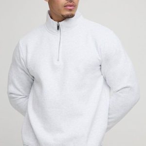 Basic Regular Fit Quarter Zip Funnel Neck Sweatshirt