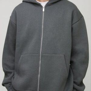 Basic Oversized Zip Through Hoodie